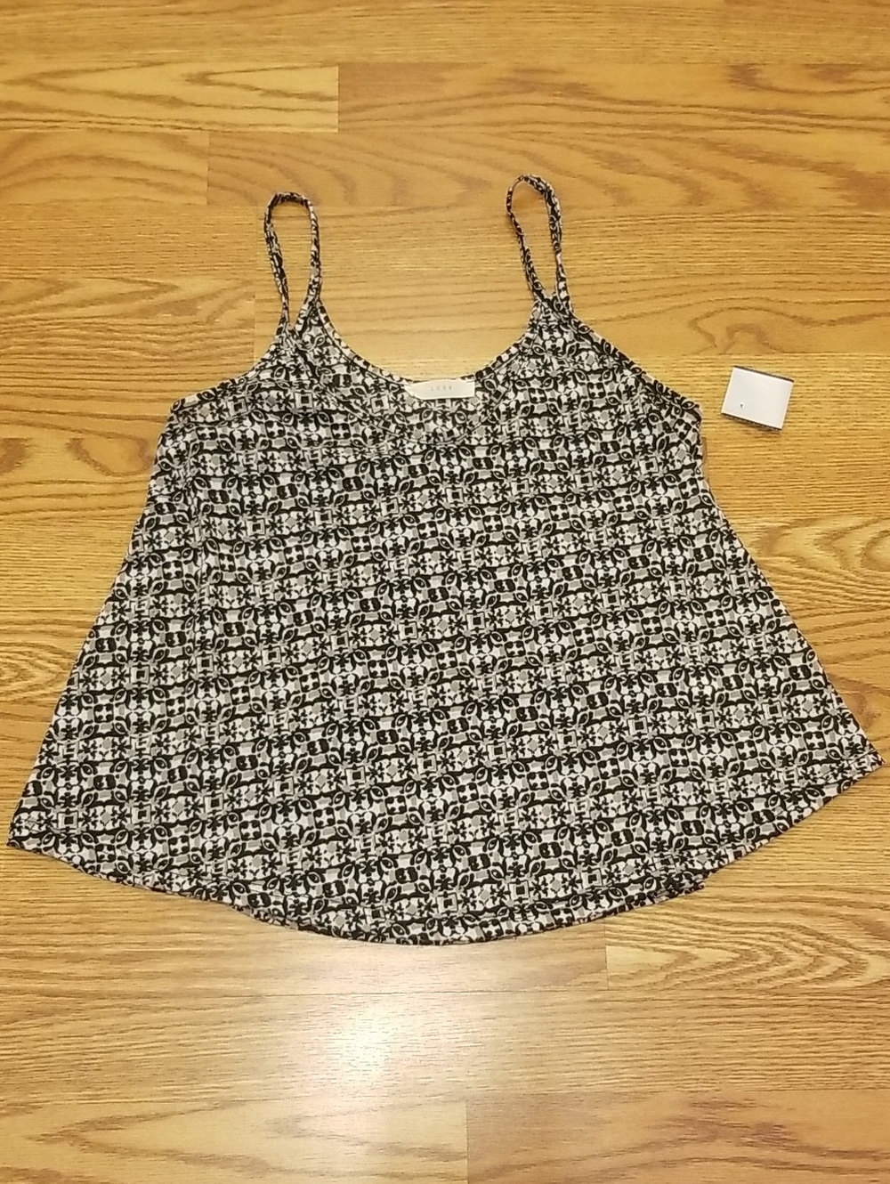 Lush Black and White Patterned Spaghetti Strap Camisole